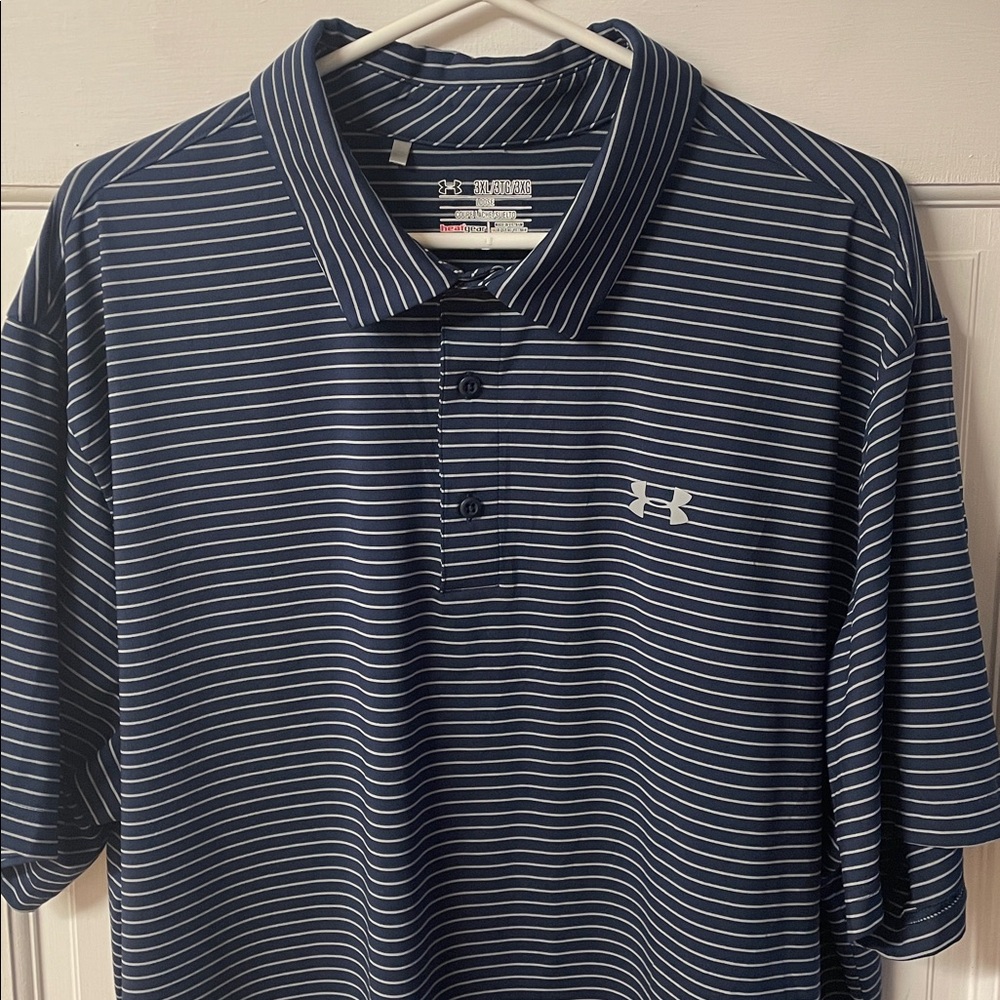 Under Armour Heatgear loose fit striped polo shirt men’s size 3XL